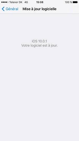 Si votre iPhone est à jour, vous verrez l'écran suivant.