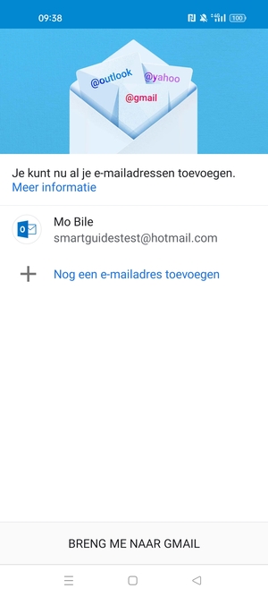 Selecteer BRENG ME NAAR GMAIL