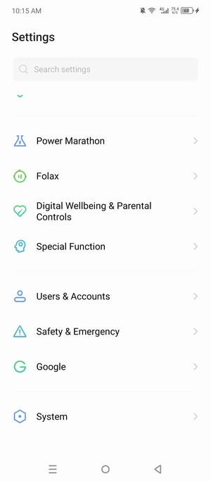 Scroll to and select System