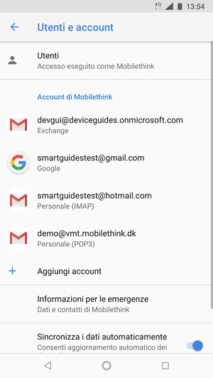 Seleziona il tuo account Google