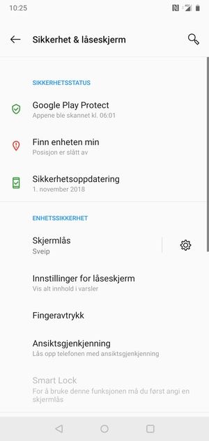 For å aktivere skjermlåsen, gå til Sikkerhet & låseskjerm-menyen og velg Skjermlås