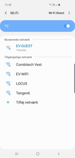 Du er nu tilsluttet Wi-Fi netværket