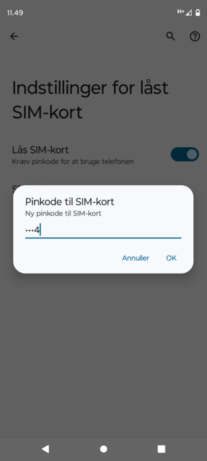 Indtast din Nye pinkode til SIM-kort og vælg OK