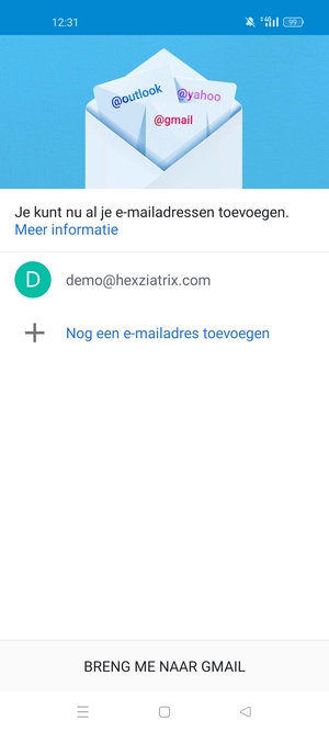 Selecteer BRENG ME NAAR GMAIL