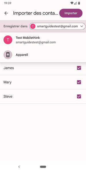 Sélectionnez votre compte Google