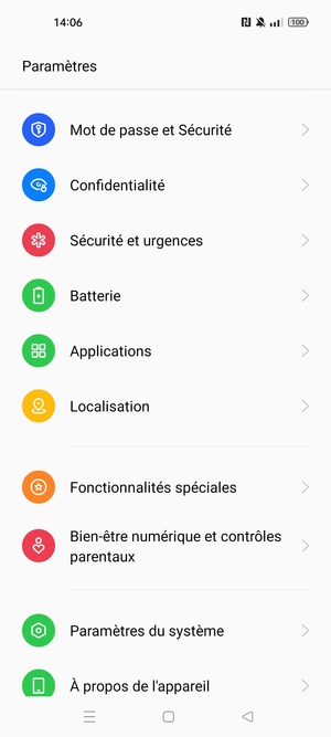 Faites défiler et sélectionnez Mot de passe et Sécurité