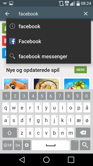 Indtast navnet på appen og vælg Søg
