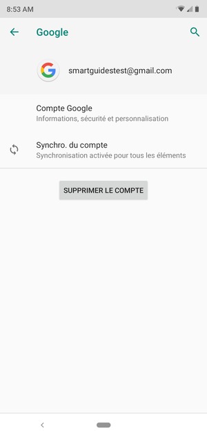 Sélectionnez Synchro. du compte