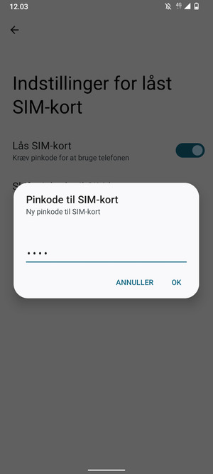 Indtast Ny pinkode til SIM-kort og vælg OK
