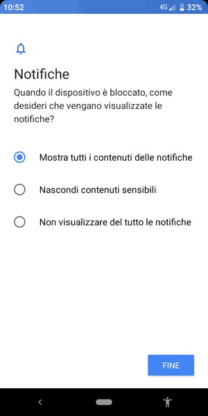 Seleziona la tua opzione preferita e poi FINE