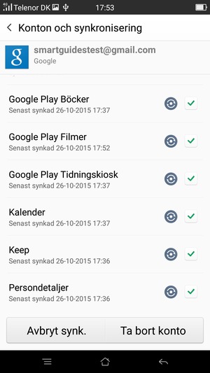 Din information kommer att synkroniseras