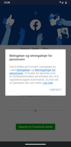 Velg FORTSETT