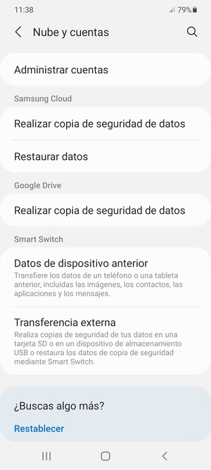 Seleccione Administrar cuentas