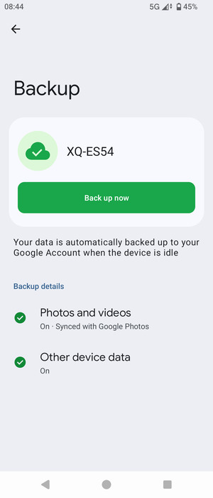 Select Back up now