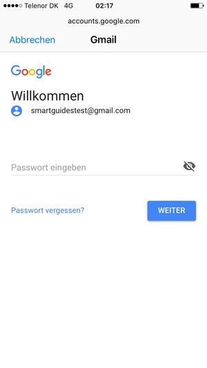 Geben Sie Ihre Passwort ein und wählen Sie WEITER