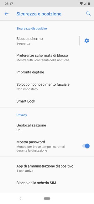 Seleziona Blocco della scheda SIM