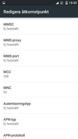 Scrolla ner och ange internetinformation