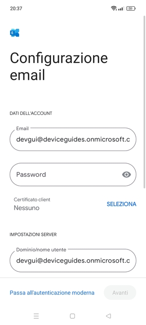 Inserisci la tua password