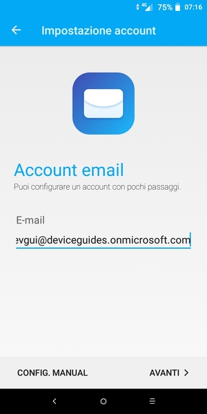 Inserisci il tuo indirizzo email e seleziona CONFIG. MANUAL