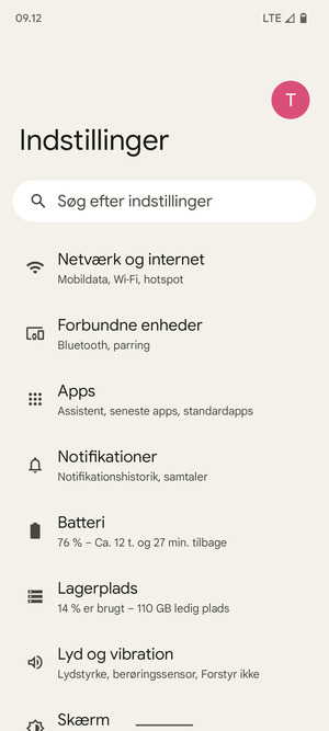 Vælg Netværk og internet