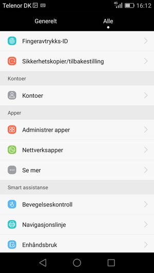 Bla til og velg Sikkerhetskopier/tilbakestilling