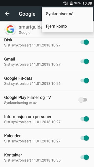Velg Synkroniser nå