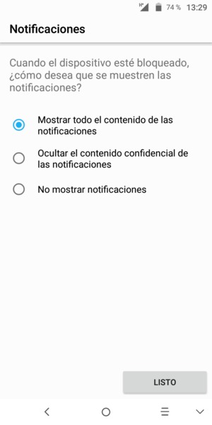 Seleccione la opción deseada y seleccione LISTO