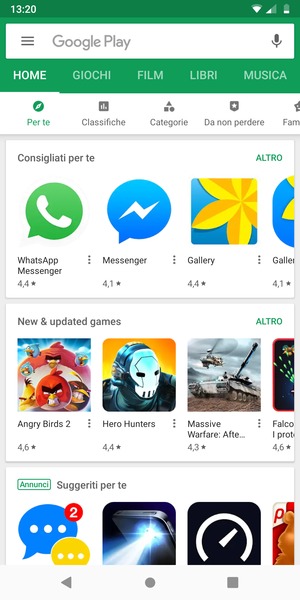 Seleziona la barra di ricerca