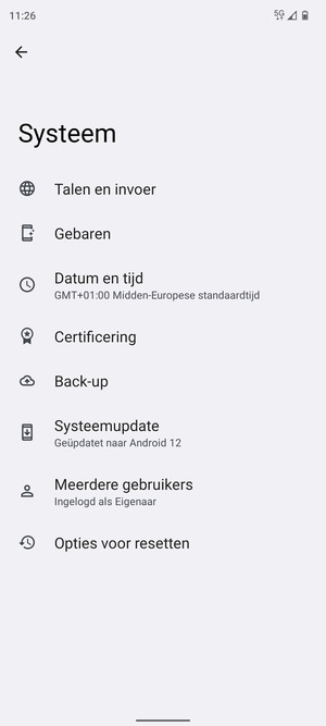 Selecteer Back-up