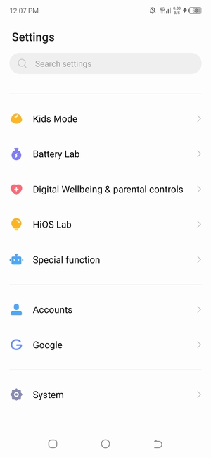 Scroll to and select System