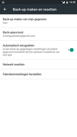 Keer terug naar het Back-up maken en resetten menu en selecteer Back-upaccount