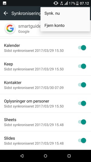Vælg Synk. nu