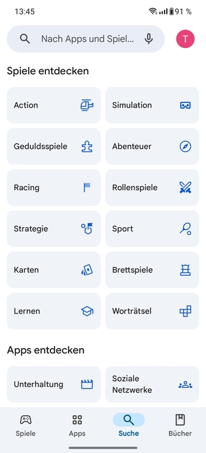 Wählen Sie die Suchleiste