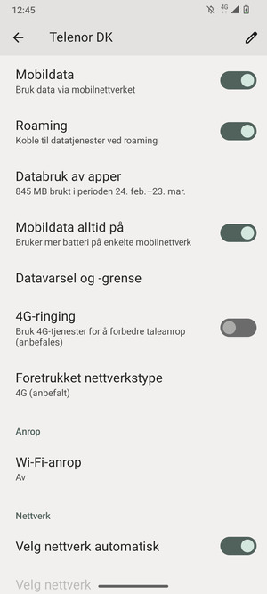 Slå Roaming på eller av