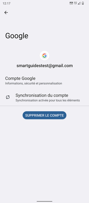 Sélectionnez Synchronisation du compte