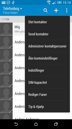 Vælg Administrer kontaktpersoner