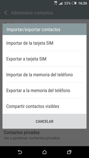 Seleccione Importar de la tarjeta SIM