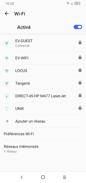 Vous êtes maintenant connecté au réseau Wi-Fi