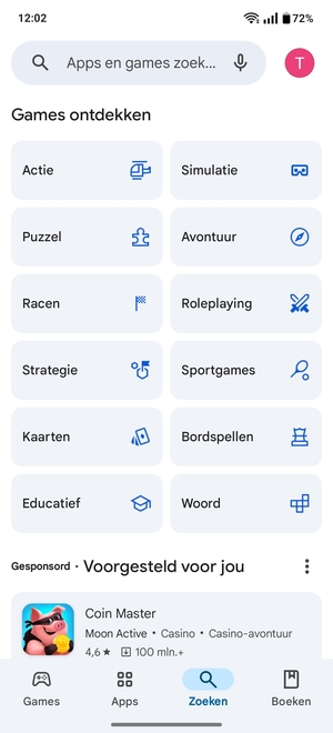 Selecteer de zoekbalk