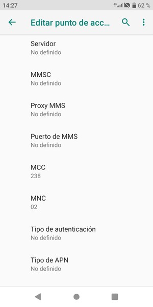 Desplácese hacia abajo e introduzca la información MMS