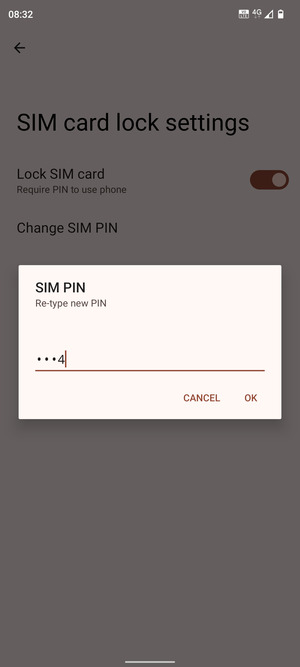 Confirm your new SIM PIN and select OK