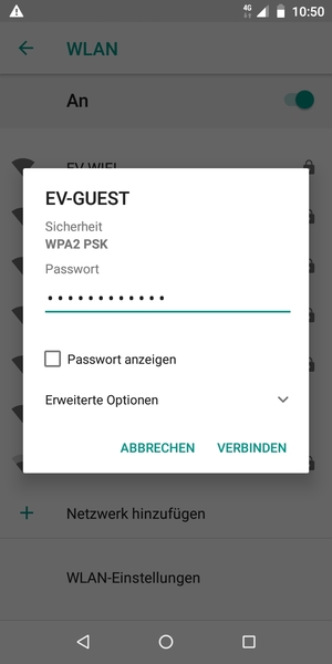Geben Sie das WLAN-Passwort ein und wählen Sie VERBINDEN