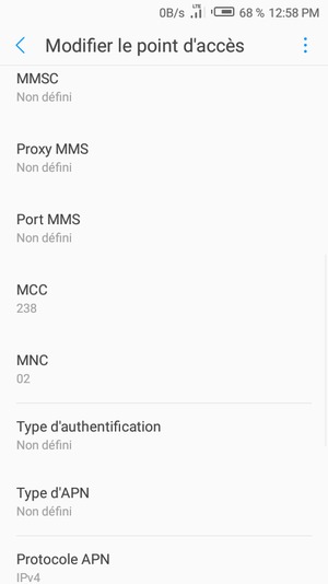 Faites défiler vers le bas et saisissez les informations MMS