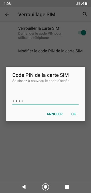 Veuillez confirmer votre nouveau code PIN de la carte SIM et sélectionner OK