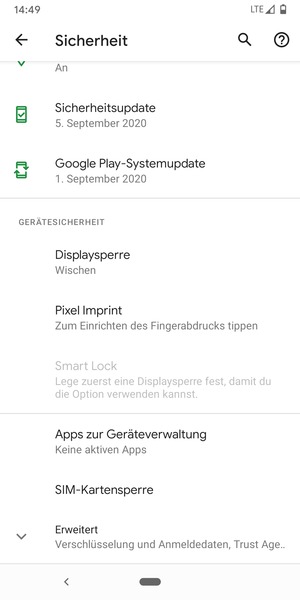 Scrollen Sie und wählen Sie SIM-Kartensperre