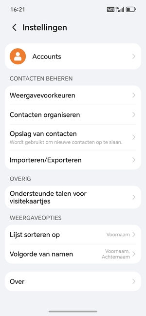 Selecteer Importeren/Exporteren