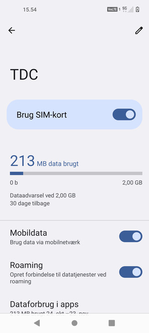 Slå Roaming til eller fra