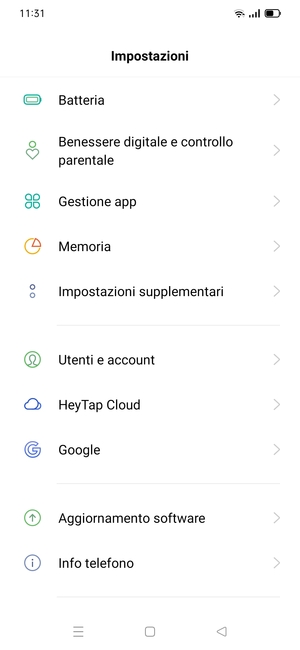 Scorri e seleziona Aggiornamento software