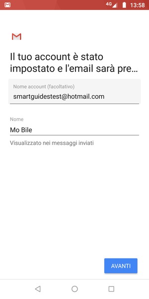 Scegli un nome per il tuo account e inserisci il tuo nome. Seleziona AVANTI