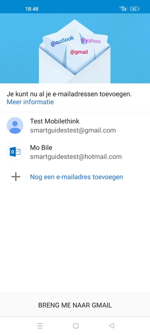 Selecteer BRENG ME NAAR GMAIL